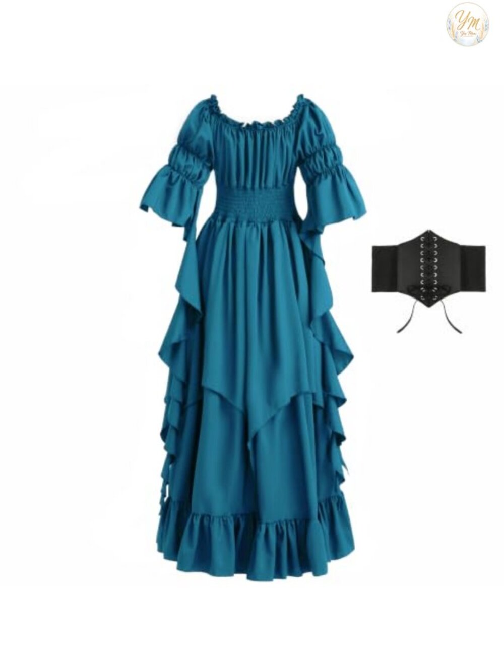 Renaissance Gothic Witch Victorian Dress High Low Long Sleeve Costume